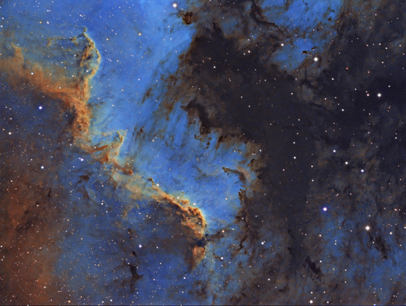 LDN 935 and the "Cygnus Wall" in Modified Hubble Palette