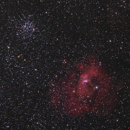 NGC 7635 "Bubble Nebula" and M52 in Cassiopeia